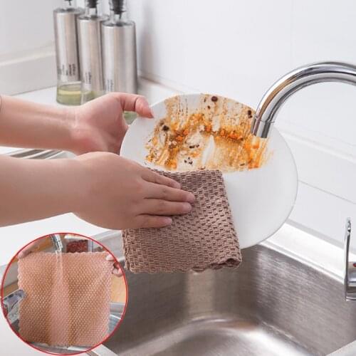 3/5/10Pcs Almond Flannel Kitchen Non-oily Rags Household Cleaning Table Dish Cloth Housework Cleaning Absorbent Towels