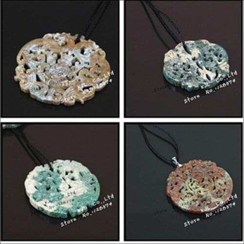 5pcs 2021Hot Chinese Pattern Classic Vintage Tradition Stone Gem Stone Pendant Necklace Craving Sculpture Crafts Cosplay Jewelry