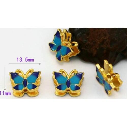 5pcs/lot Tibetan silver Dripping oil spacer Cloisonne lotus butterfly Loose Spacer Beads for DIY Jewelry Making bracelet dfg4