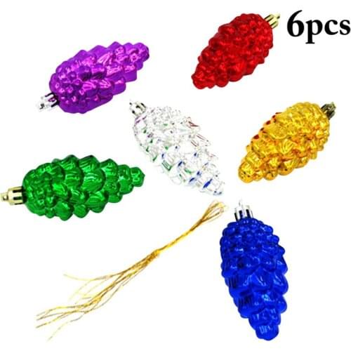 6pcs Fashion Christmas Hanging Ornament Pinecone Shape Pine Cones Hanging Decor Xmas Tree Ornament Xmas New Year Party Decor