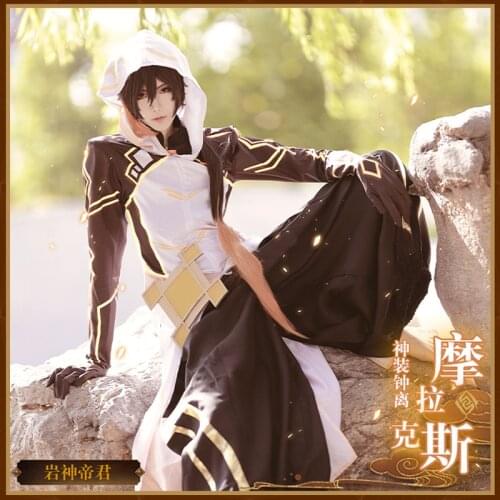 Anime Genshin Impact Zhongli Morax Game Suit Handsome Uniform Cosplay Costume Wigs Halloween Carnival Party Outfits shoes wigs