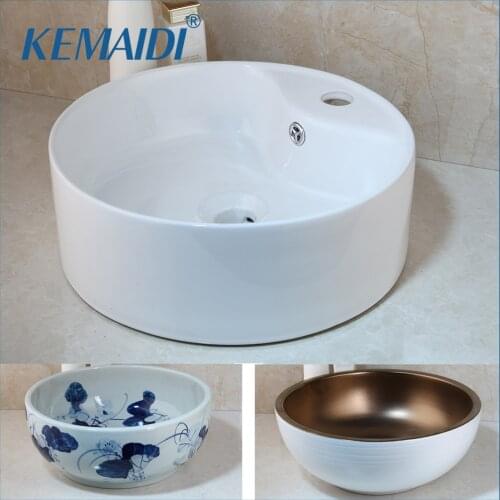 KEMAIDI Bathroom Basin White Ceramic Washbasin Bathroom Lavatory Wash Basin Sink Bath Combine Only Basin Not Include the Faucet