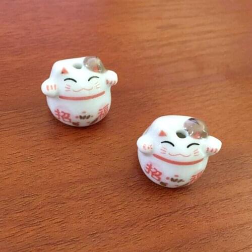Free Shipping 10pcs Ceramic Animal Beads Fortune Cat beads Ceramic Beads/Charms Sky Blue color 19*20mm For Crafts DIY