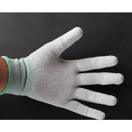 Free shipping NEW (20 pairs/ lot ) size:S/M/L dark grey ESD nylon PU palm coating gloves for BGA rework and cellphone repairing