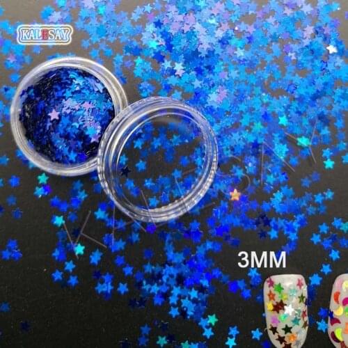 Nail Sequins Star Moon 3mm Sequin Paillettes Sewing Craft DIY Laser Blue Stars Nail Sequin Decorations Nail Supplies