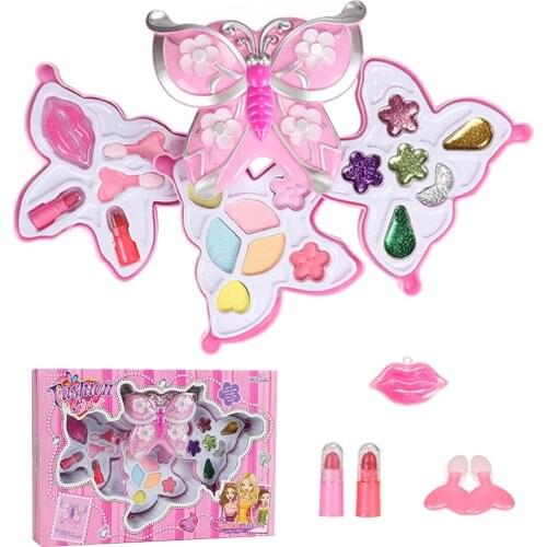 Kids Makeup Set Baby Butterfly Cosmetics Make Up For Girls Makeup Pretend Play Make Up Toys For Kid Dress Up Princess Toy