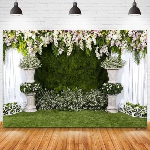 Wedding Valentines Day Newborn Bridal Shower Photography Background Flowers Green Floral Decoration Backdrops For Photo Studio
