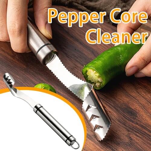 New Vegetable Tool Stainless Steel Jalapeno Pepper Corer Tool Serrated Edge Coring Tool Serrated Seed Remover Kitchen Tools