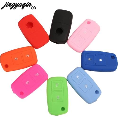 Jingyuqin 2 Buttons Car Key Case Key Cover FOB For Volkswagen VW Amarok Polo Golf MK4 Bora Jetta Altea Alhambra Car-styling