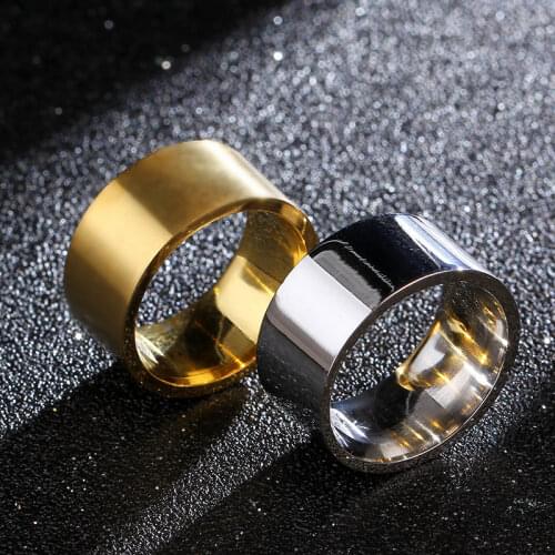 MOREDEAR 10mm Bright Polish Silver Color Titanium Ring for Men and Women