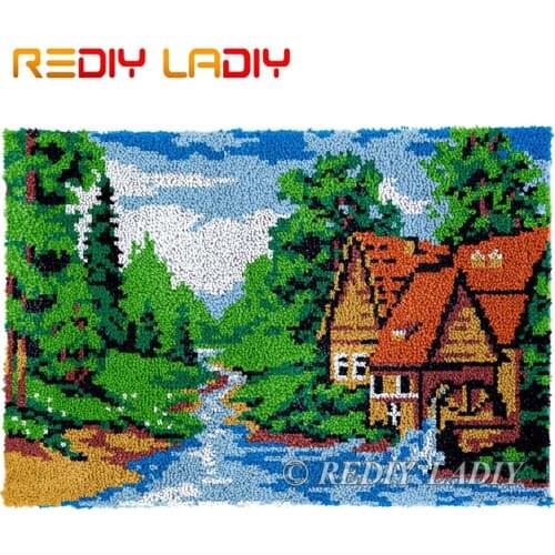 Latch Hook Rug Chunky Yarn Tapestry Kits DIY Carpet Rug Dream House Knitted Floor Mat Crocheting Cushion Arts & Crafts 85*58cm