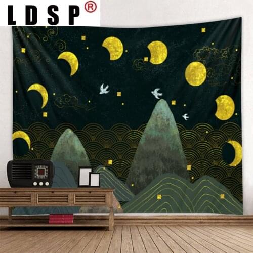 LDSP Moon Cartoon Mountain Natural Landscape Tapestry Hanging Covering Rugs Background Cloth Beach Mat Blanket Home Decor
