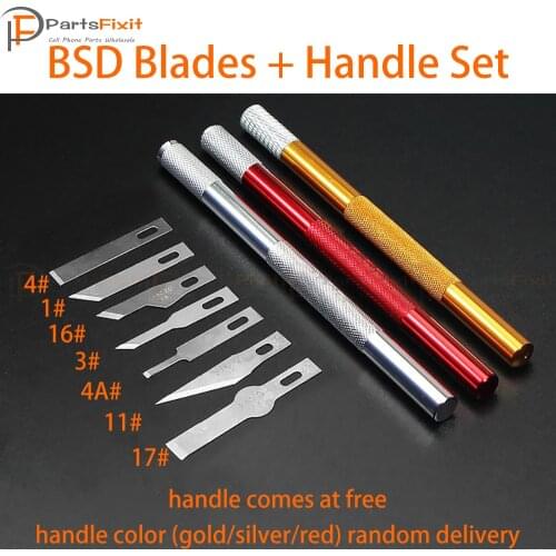 10pcs BSD Blades 1# 3# 4# 4A# 11# 16# 17# for Engraving And Glue Removal Motherboard Repair With Aluminum Alloy Handle at Free