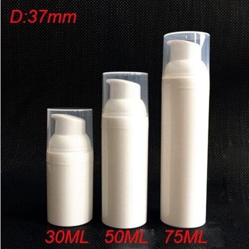HOT 50ml white plastic airless bottle vacuum pump f serum emulsion big mouth Refillable Bottles CONTAINER FOR COSMETIC