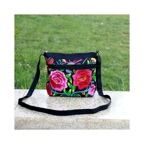 New Coming national embroidery mini shopping handbags!Nice bohemian floral prints women shoulder bag Hot Multi-zippers Carrier