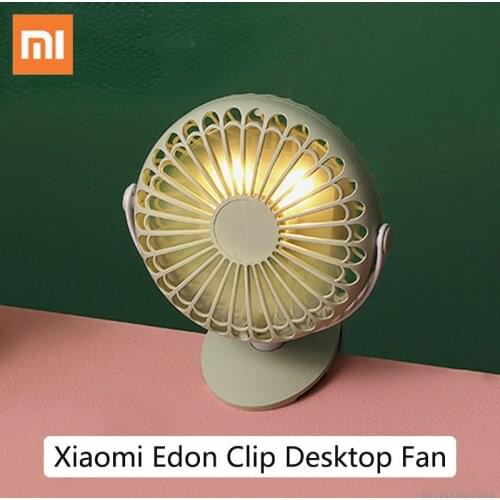 Xiaomi Youpin Edon Clip On Mini Fan Rechargeable Handheld Small Fan With Lamp 360 Angle Adjustable For Camping Travel Office
