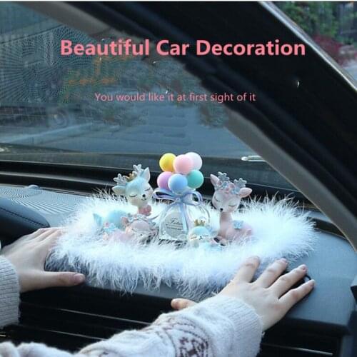 INS Fashion Creative Cute Couple Deer Aroma Home Office Car Decorations Resin High End Car Interior Decoration Gifts