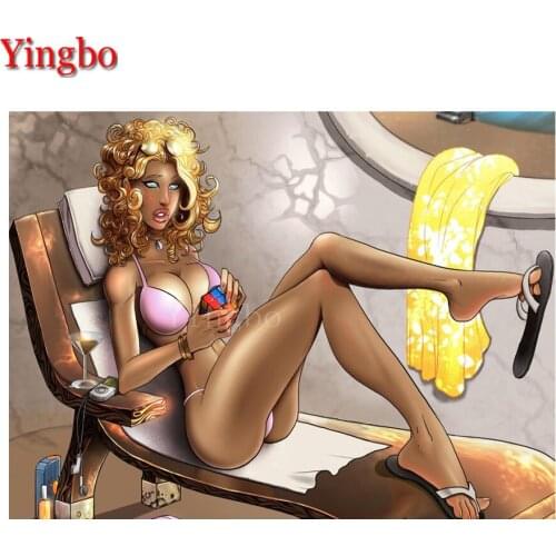 DIY Diamond Painting Kit Diamond Embroidery girl blonde swimsuit cube puzzle Full Square round Beaded DIY Rhinestones Art Decor
