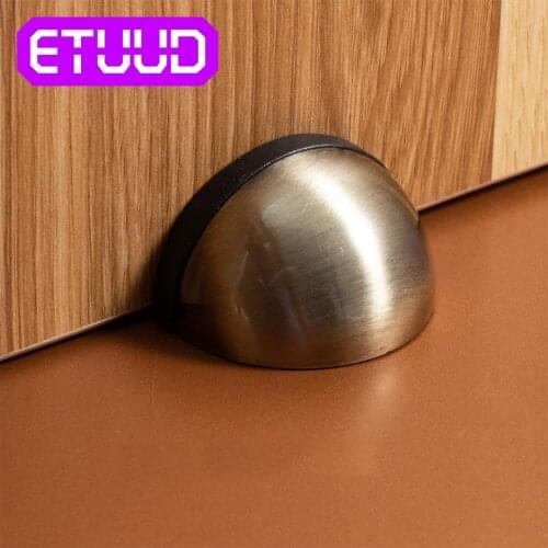 Non Punching Sticker Hidden Stainless Steel Rubber Door Stopper Door Holders Catch Floor Mounted Nail-free Door Stops Hardware