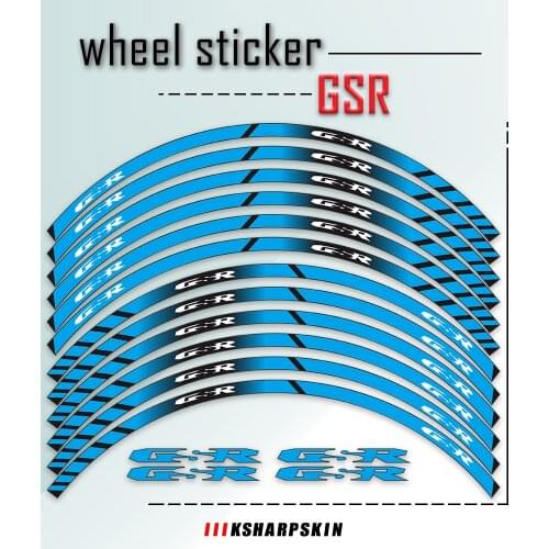 12 Strips Front Rear Stickers Moto Decal Sticker Motorcycle Decals Reflective Waterproof Wheel Decals For SUZUKI GSR 750 600 400