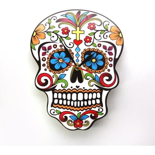 Mexican Day of the Dead Wall Clock Floral Skull Dia De Los Muertos Wall Clock Modern Candy Sugar Skull Halloween Gift