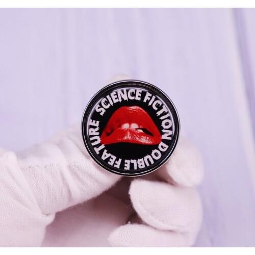 Science Fiction Double Feature Pin Red Biting Lips Brooch Rocky Horror Badge Fashion Jewelry Decor