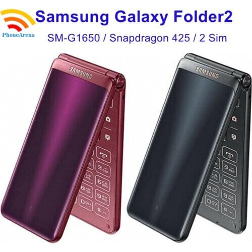 Original Samsung Galaxy Folder2 G1650【95% New】 Dual Sim 2GB+16GB ROM Quad Core Snapdragon 3.8'' LTE 8MP Flip Cell Phone Folder 2