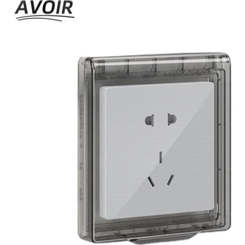 Avoir Bathroom Socket Wall Paste Waterproof Splash Box Plastic Switch Electrical Outlet Cover Plate 86 Type Square Protector Box
