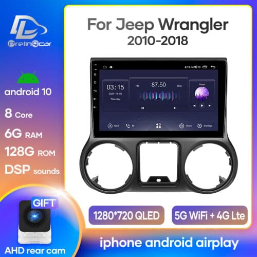 Prelingcar Android10.0 For Jeep Wrangler 3 2010-2018 Car Radio Multimedia Video Player GPS Navigation NO DVD 2 Din Octa-Core IPS