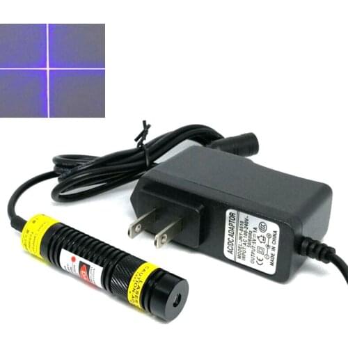 Adjustable 405nm 200mW Laser Cross Module 16x68mm w/ 5V Adapter High Power Light