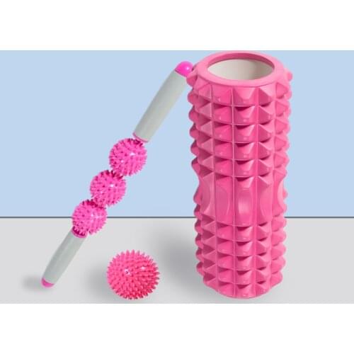 Fitness Pilates Foam Roller Blocks Suit Yoga Column Massage Relax Ball Yoga Stick For Back Waist arm Leg Foot Massage Trainer