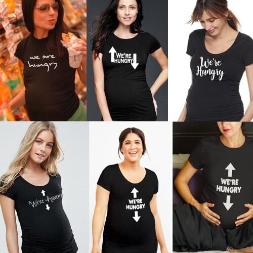 We're Hungry Maternity Shirt Maternity Shirts Pregnancy TShirt Crew Neck Maternity Shirt Funny Pregnancy T-shirts Gifts