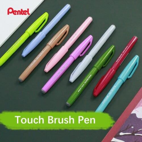 Pentel Touch Brush Sign Pens Fude Pen Flexible Tip SES15C 24 Colors Pastel/Normal Colour Art Supplies Lettering Calligraphy Pen