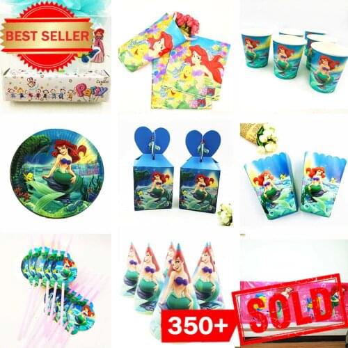 Little Mermaid Party Supplies Decorations Favors Disposable Tablecloth Cup Plate Napkin Gifts the Little Mermaid Birthday Party