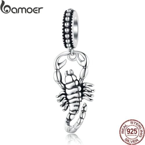 Bamoer Scorpio Constellation Pendant Charm 925 Sterling Silver Original 3D Design Jewelry fit Bracelet or Necklace SCC1329