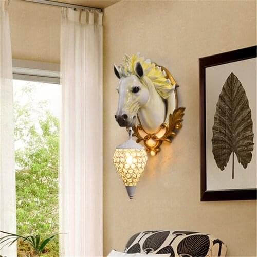 Modern Horse Lamp Resin LED Wall Lights Lighting Nordic Resin Couture Restaurant Corridor Aisle Retro Indoor Lighting Fixtures