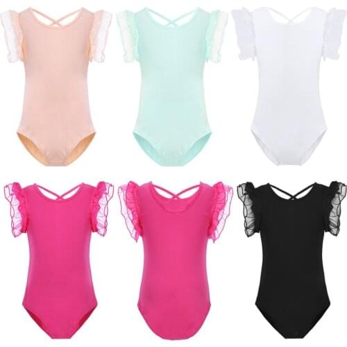 Kids Girls Spaghetti Strap Ballet Dancer Leotard Dress for Dancer Performance Girls Ballet GYM practical body suit dress