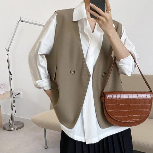 2021 spring waistcoat womens loose casual sleeveless coat private suit 5126