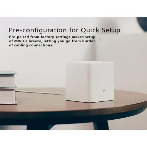 Tenda Nova Mw3 Mesh3f Whole Home Mesh Wifi System AC1200 2.4/5Ghz Dual-Band Wireless Router for Wi-Fi Wide Range Coverage