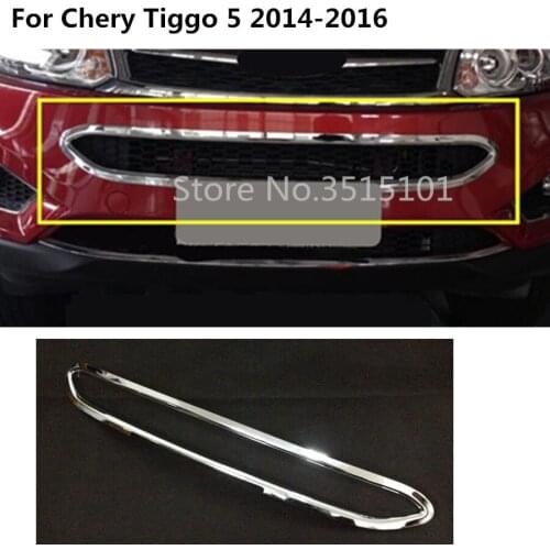 Car Body Cover Protection ABS Chrome Trim Front Bottom Grid Grill Grille Molding Hoods For Chery Tiggo 5 Tiggo5 2014 2015 2016