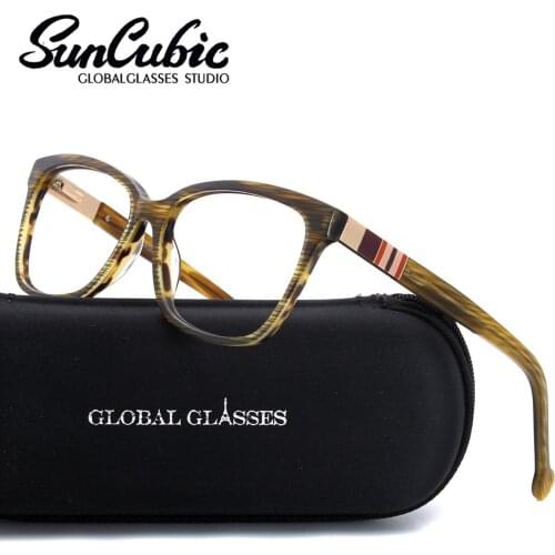 Eyewear Rectangle Glasses Wide Clear Lens Acetate Special Lady Women Teenager Fashion Artwork FVG7094