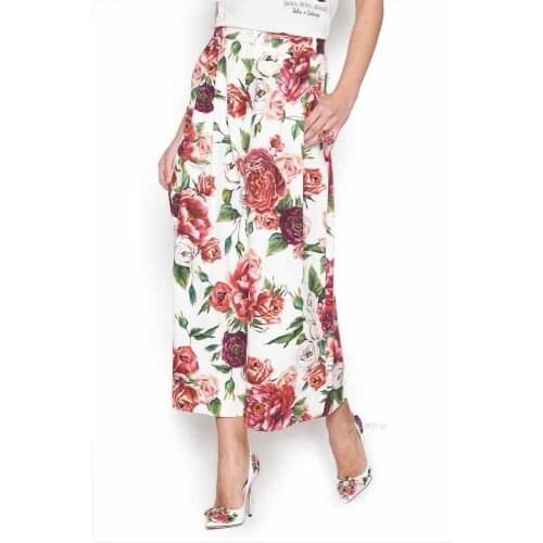Customize Women Plus Size 3XS-10XL Flower Print Loose Wide Leg Pants