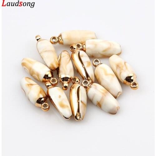 10Pcs Gold Plated Acrylic Conch Shell Charms Pendants For Jewelry Making Bracelet Necklace DIY Earring Tibetan Accessorie