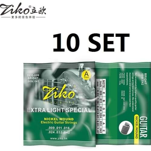 10 set ZIKO DEG 009-042 Electric Guitar Strings Nickel Wound Extra Light Special Strings Guitar Accessories Parts