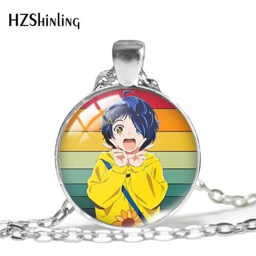 2021 New Wonder Egg Priority Pendant Necklace Anime Pendants Round Glass Photo Necklaces 25mm Jewelry Gifts Fan