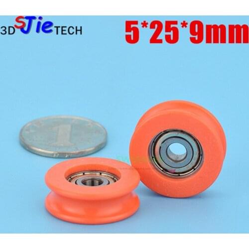 5*25*9mm POM, lifting wheel guide, U groove bearing pulley, orange color , furniture shift door roller