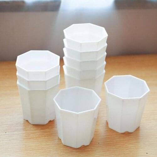 5pcs White Color Succulent Plant Pot Imitation Ceramic Octagonal Small Resin Flower Pot