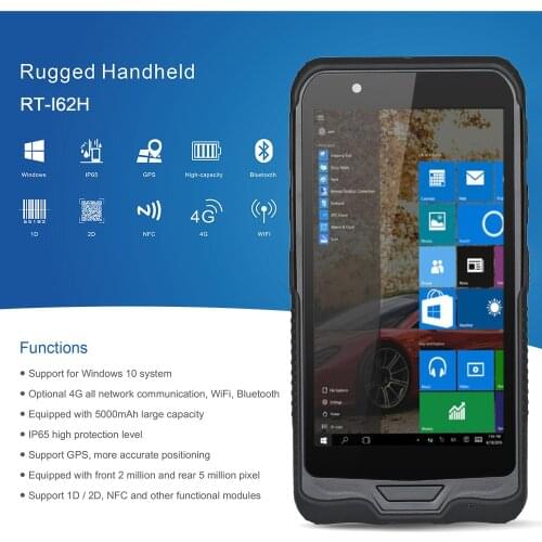 6 Inch Rugged Windows 10 OS Tablet With 4G RAM 64G ROM 1D 2D Barcode Scanner Wifi Bluetooth GPS GSM/4G Camera RT-I62H Docking