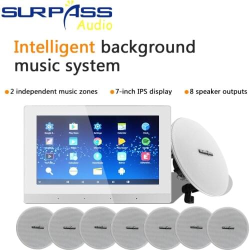 7INCH Screen Android Keypad Home Cinema Theater Audio Music System WIFI Bluetooth On-wall Amplifier With Ceiling Speaker Hearing