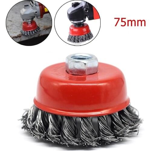 75mm 3Inch Twist Knot Steel Wire Cup Wheel Brush M10 For Metal Rust Removal Polishing Derusting Disc For Angle Grinder